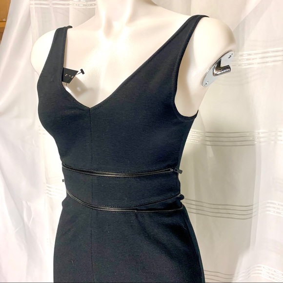 Theory $295 Bodycon Zipper Accent Mini Dress 0 Black Dress - Picture 12 of 16